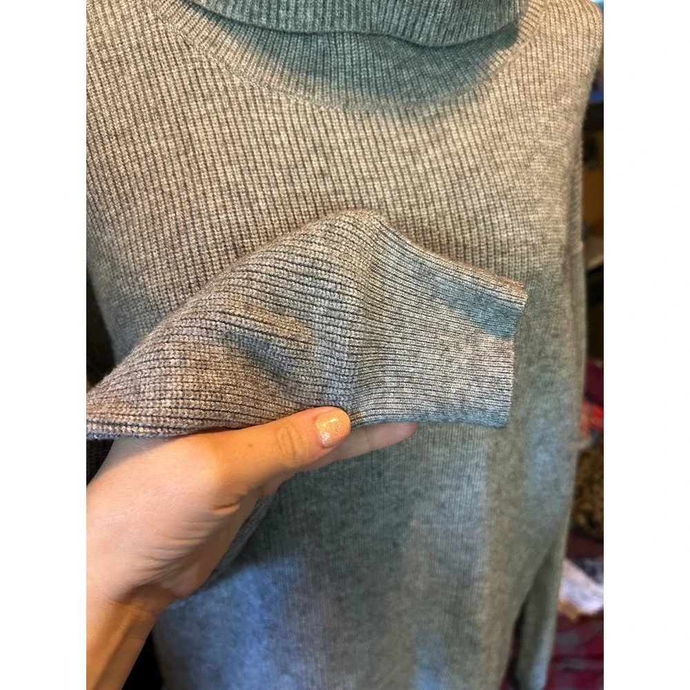 Free People Softly Structured Oversized Turtleneck Knit Sweater Grey Size S
